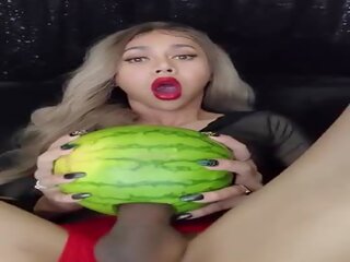 Longmint destroy একটি watermelon সঙ্গে তার monsterdick
